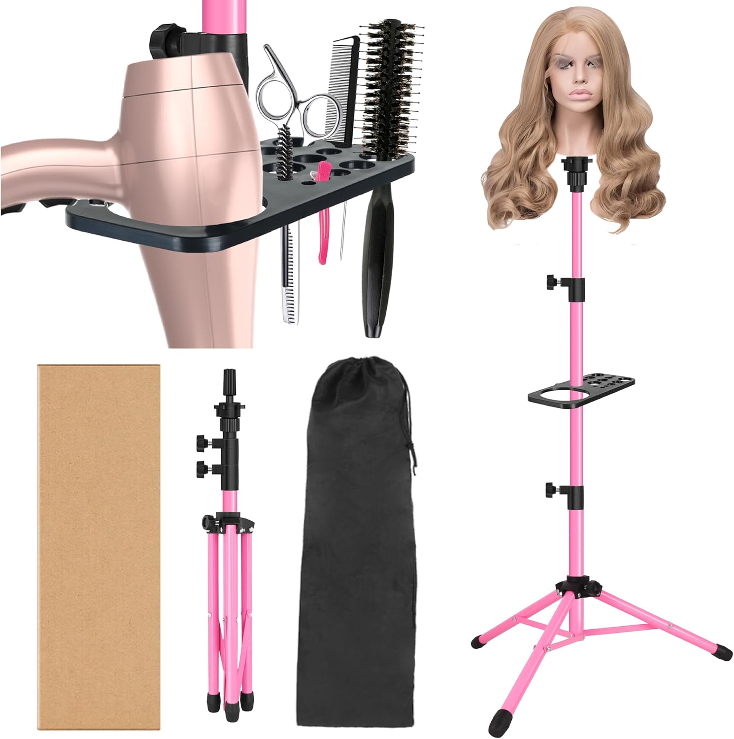 Aerith Cosplay Prop - شعر مستعار حامل ثلاثي القوائم مع