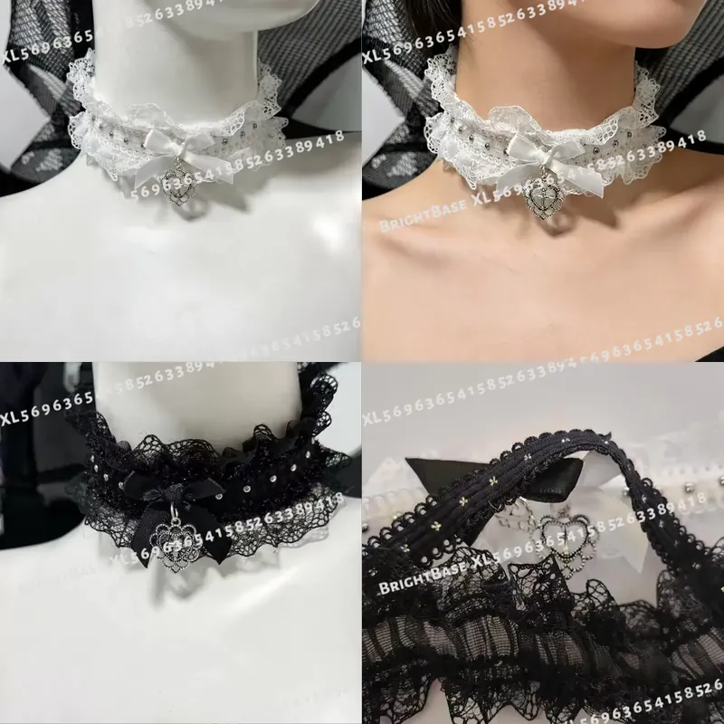 Magnetic Clasp Cosplay - قلادة دانتيل سوداء قوطية مع قلادة